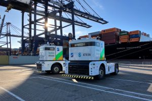 Hutchison Ports Port of Felixstowe has taken delivery of the first two units from an order for a further 34 Autonomous Trucks (ATs) from Shanghai Westwell Technology.