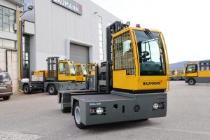 Baumann used the LogiMAT exhibition in Stuttgart to present the latest development of its EXL electric sideloader, introducing integrated connectivity via Baumann Online alongside a newly designed operator cabin.