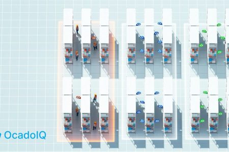 The Ocado IQ software suite is designed to direct picks and paths for the Ocado Mobile Robot System.