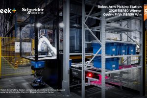 Geekplus robot arm picking station has won the RBR50 Innovation Award after a Schneider Electric deployment.