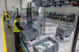Fashion brand Guess is now being served by a 127-robot Exotec Skypod system at GXO’s facility in Venlo, the Netherlands, which can process up to 70,000 pieces a day for distribution across EMEA and Asia.